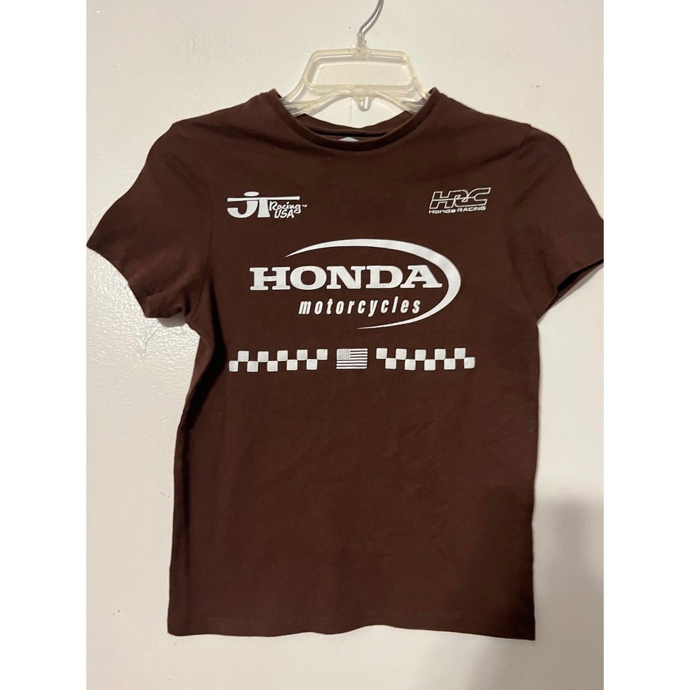 JT Racing Honda Motorcycles Graphic Baby Tee Brown HRC Racing Small